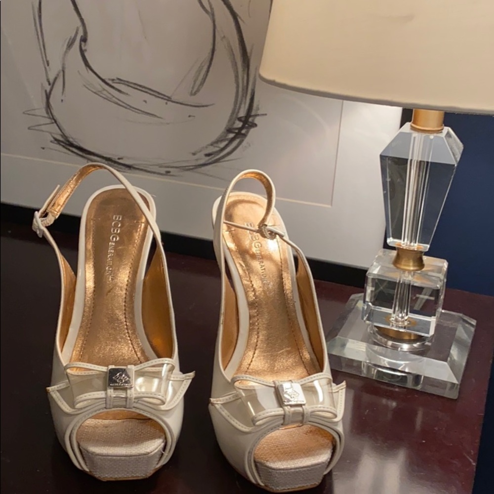 White BCBG heels